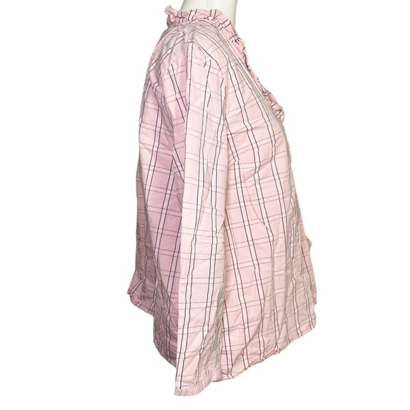 Crown & Ivy Pink Plaid Ruffle Blouse - Picture 3 of 13